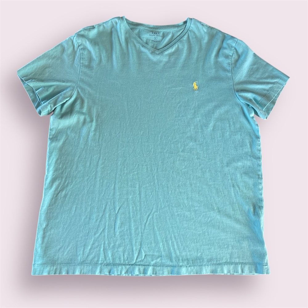 Polo Ralph Lauren Light Blue V-Neck Shirt Size Large